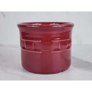 Longaberger Pottery Salt Crock 4" Woven Traditions Made In USA Color Red